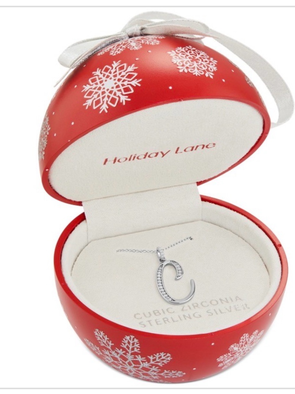 NWT Holiday Lane Cubic Zirconia Initial Pendant Necklace Sterling Silver “C”